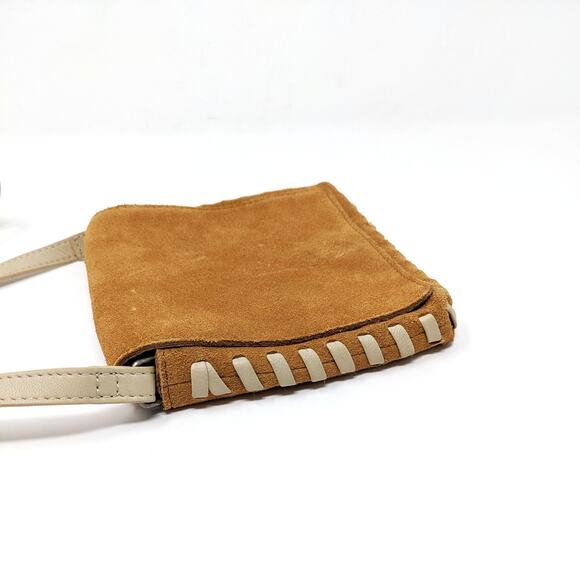 Urban Outfitters Mini Nubuck Leather Tan Crossbody Boho Whipstitch Western - Picture 5 of 11